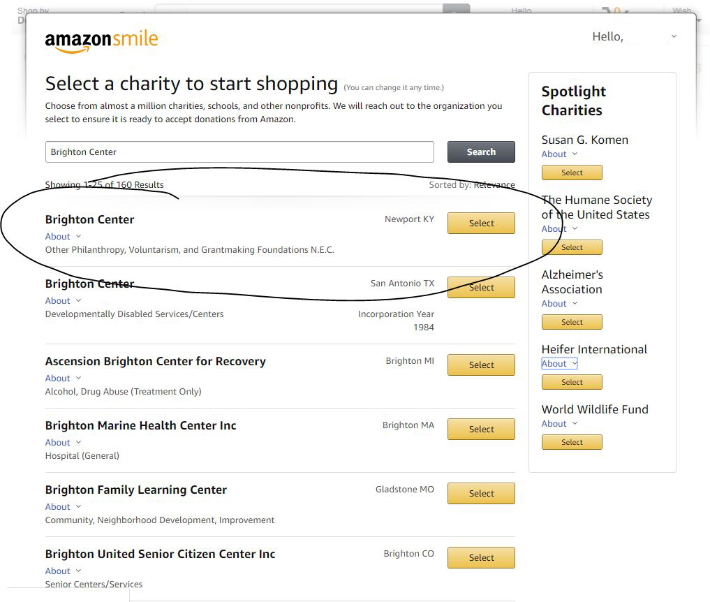Brighton Center | A Community of Support | Amazon Smile Instructions